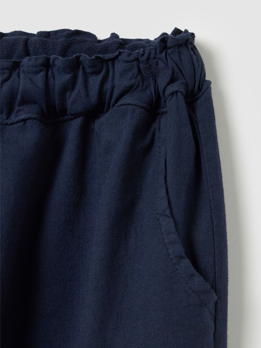 Casual Blue Linen and Cotton Trousers_5