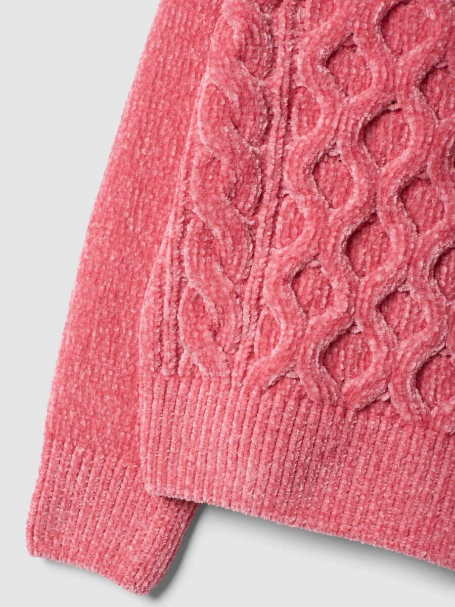 Maglione rosa girocollo a trecce regular fit_3