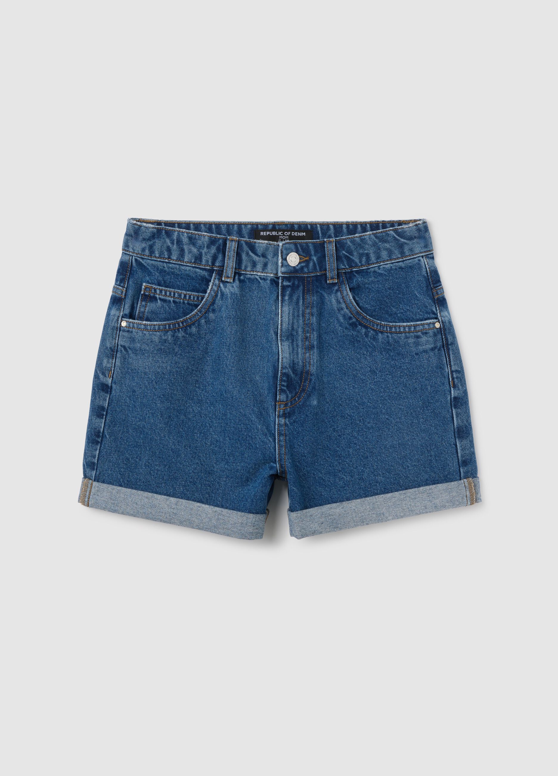 Shorts da donna in puro cotone denim regular fit