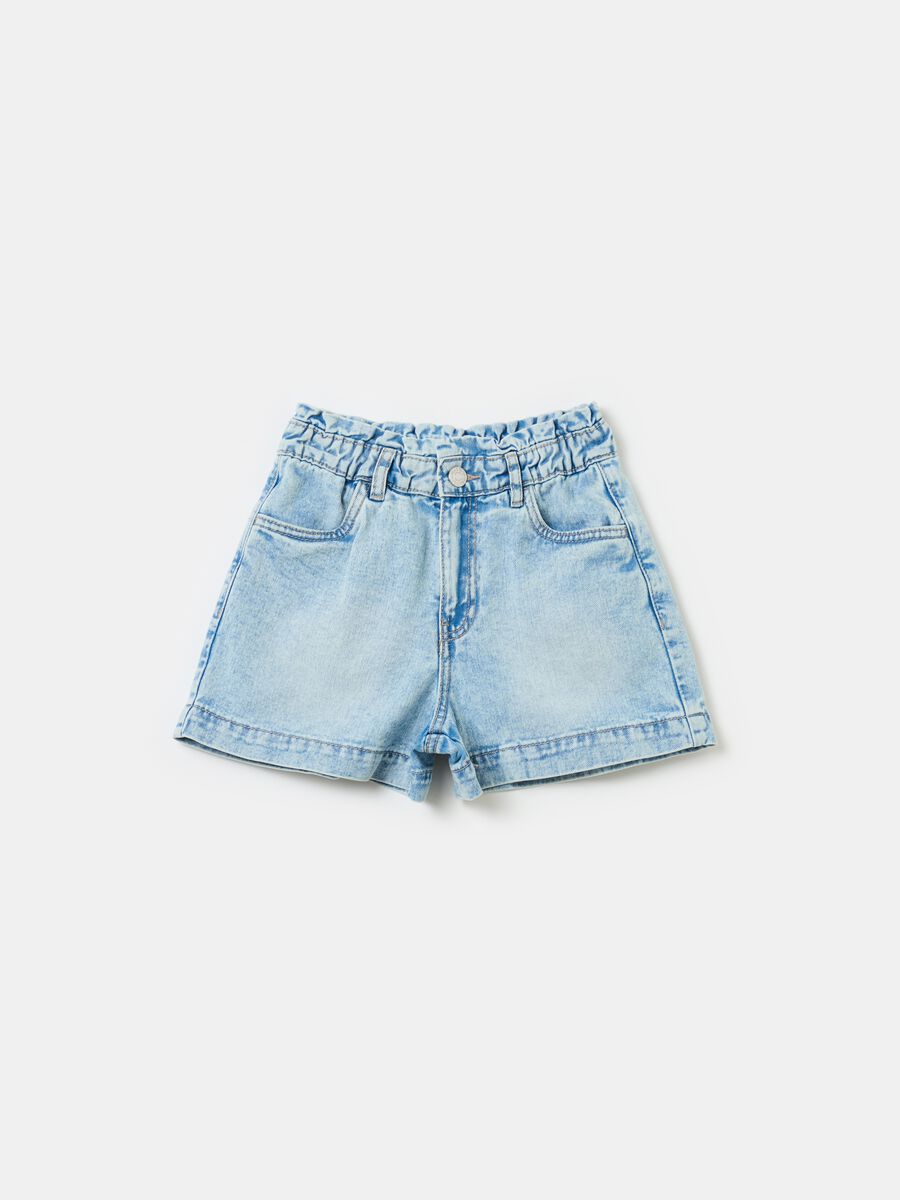 Denim paper bag shorts_0