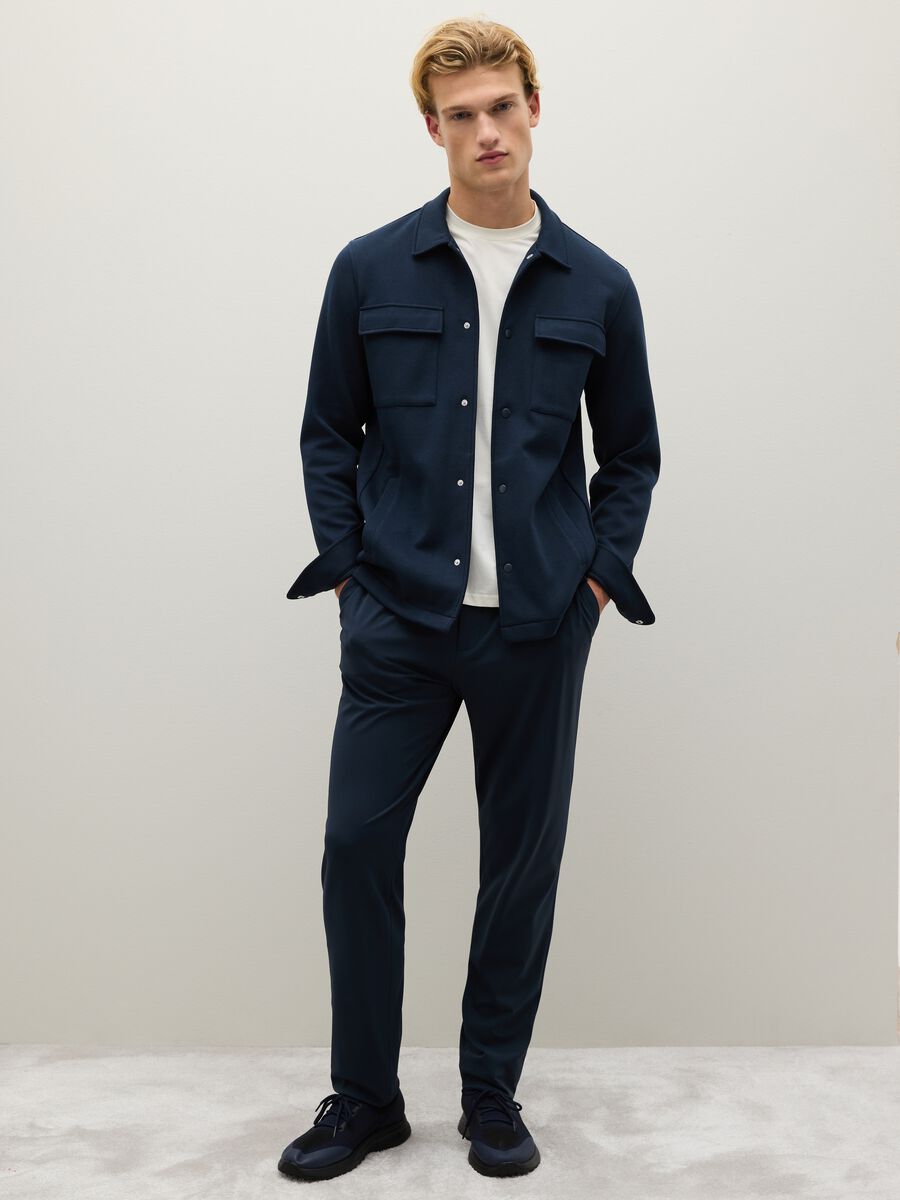Blue Cotton-Blend Sweatshirt with Buttons_1