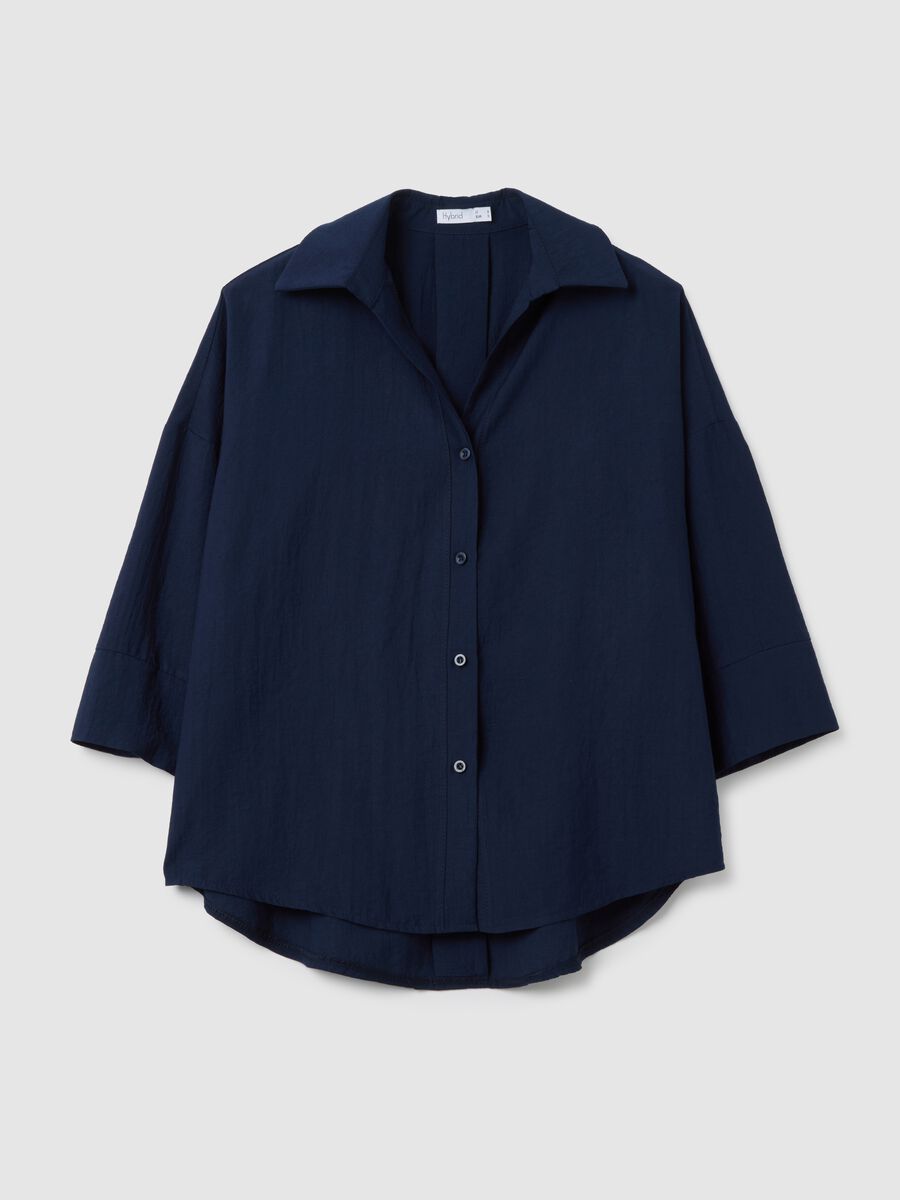 Camicia da donna in misto blu regular fit_0