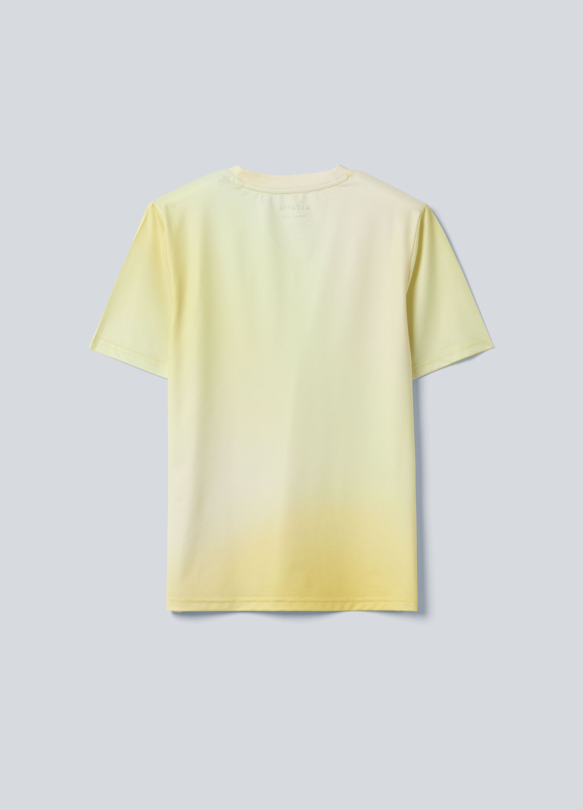 T-shirt sportiva gialla in tessuto tecnico elasticizzato con effetto tie-dye per bambino ALTAVIA COURT