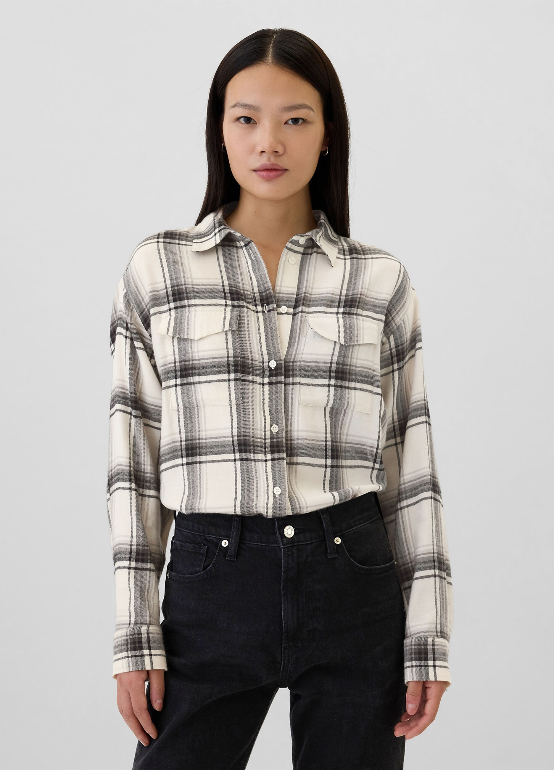 Check flannel shirt with pockets