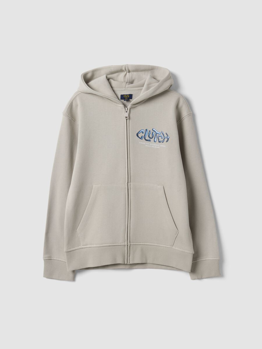 Grey oversized cotton-blend hoodie with print for boys_0