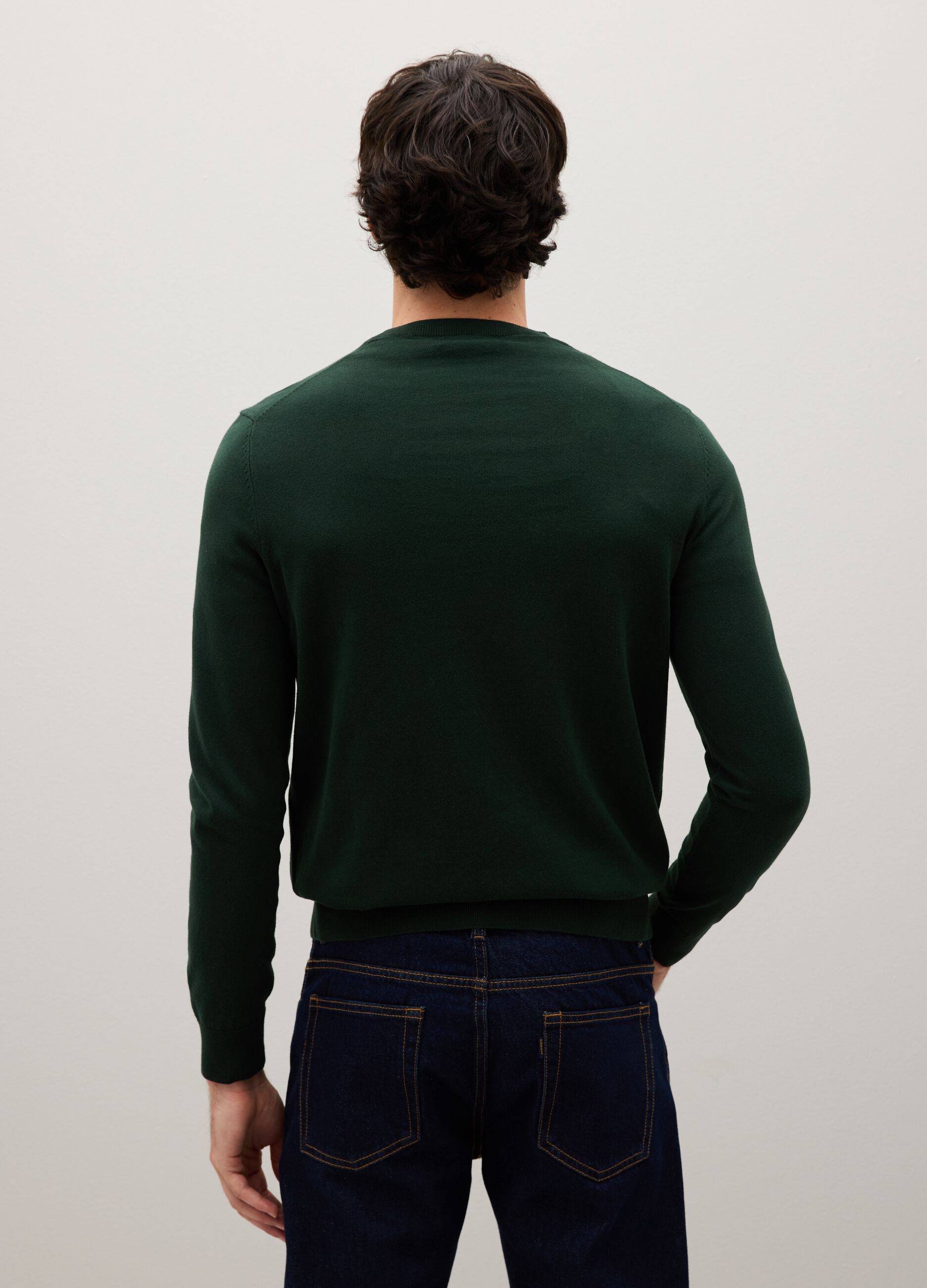 Green Sweater in Cotton and Polyamide Blend