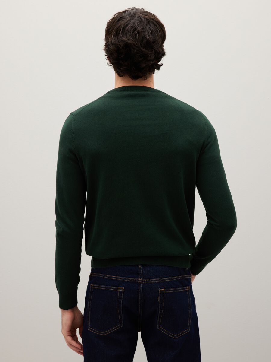 Maglione verde in misto cotone e poliammide_3