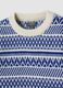 Ivory and royal blue jacquard crew-neck jumper, regular fit_2