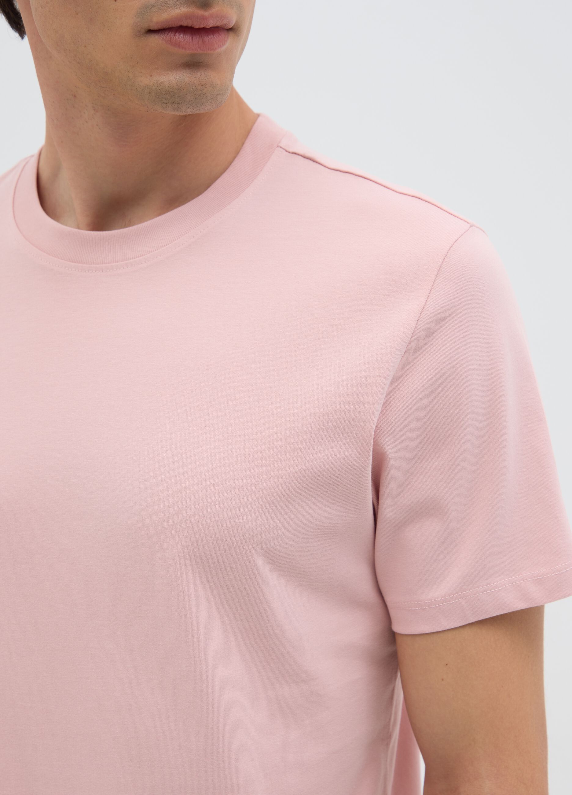 T-shirt da uomo in puro cotone rosa regular fit