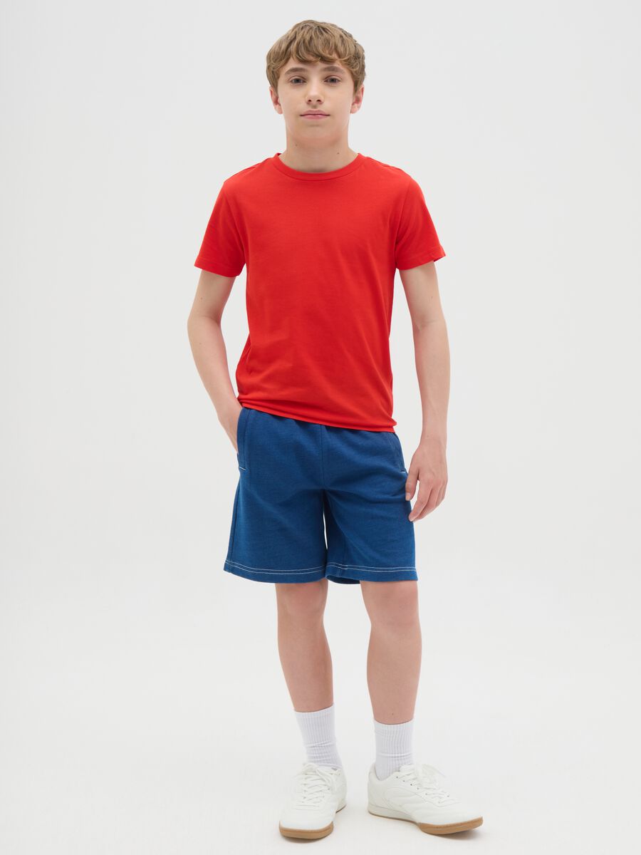Short blue trousers in 100% cotton_0