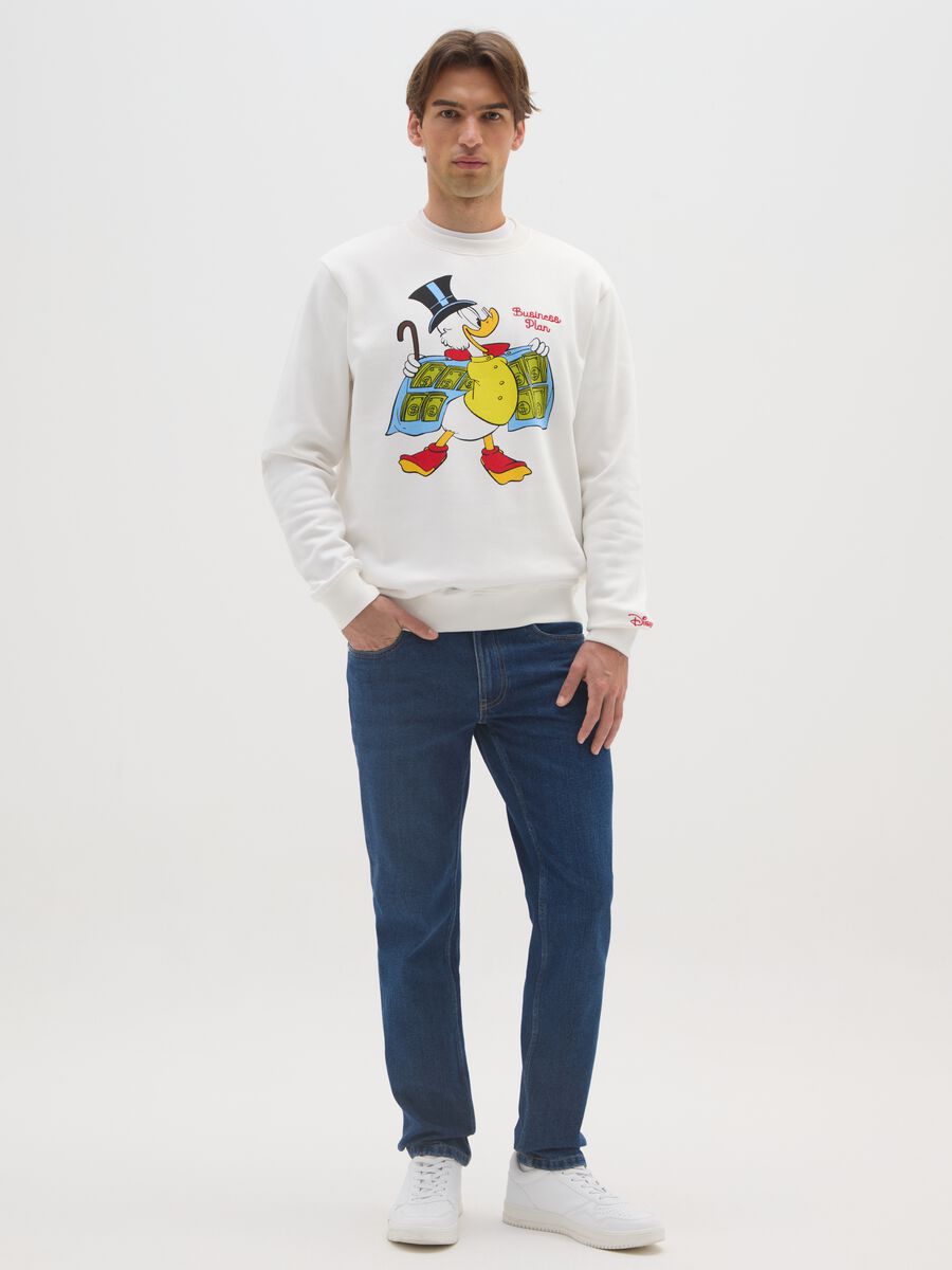 White cotton blend sweatshirt with print_1