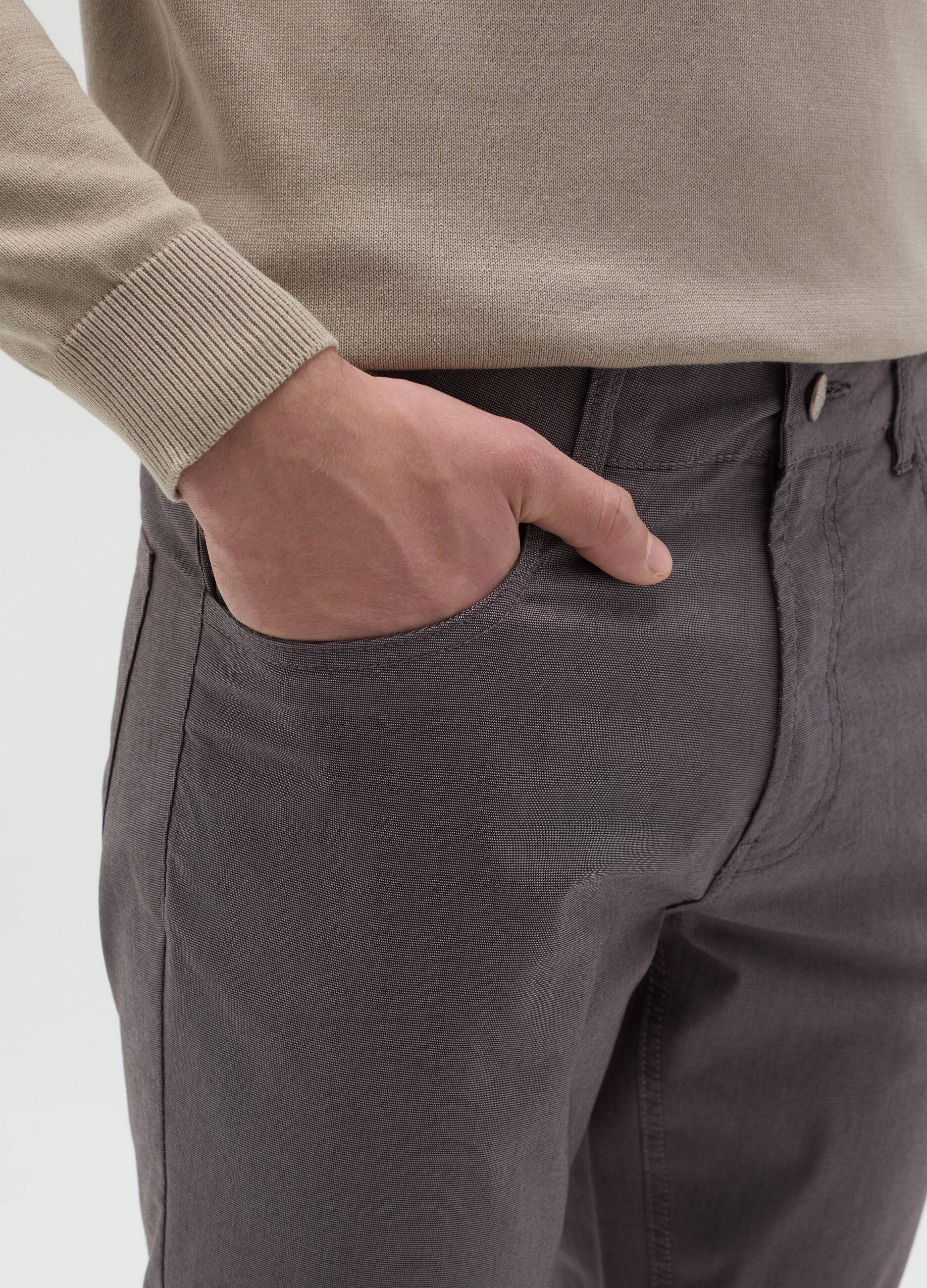 Stretch slim-fit trousers with five pockets