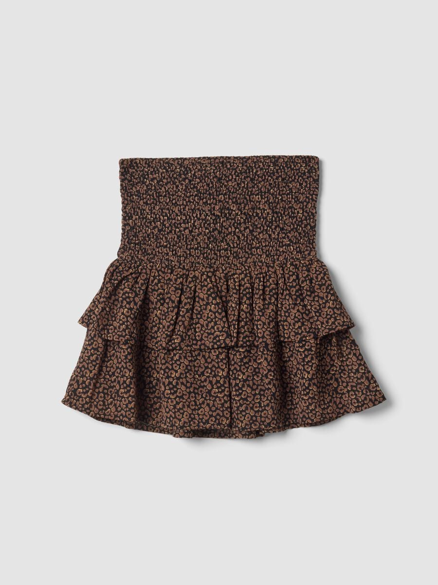 Gonna animalier marrone e nera con balze_0