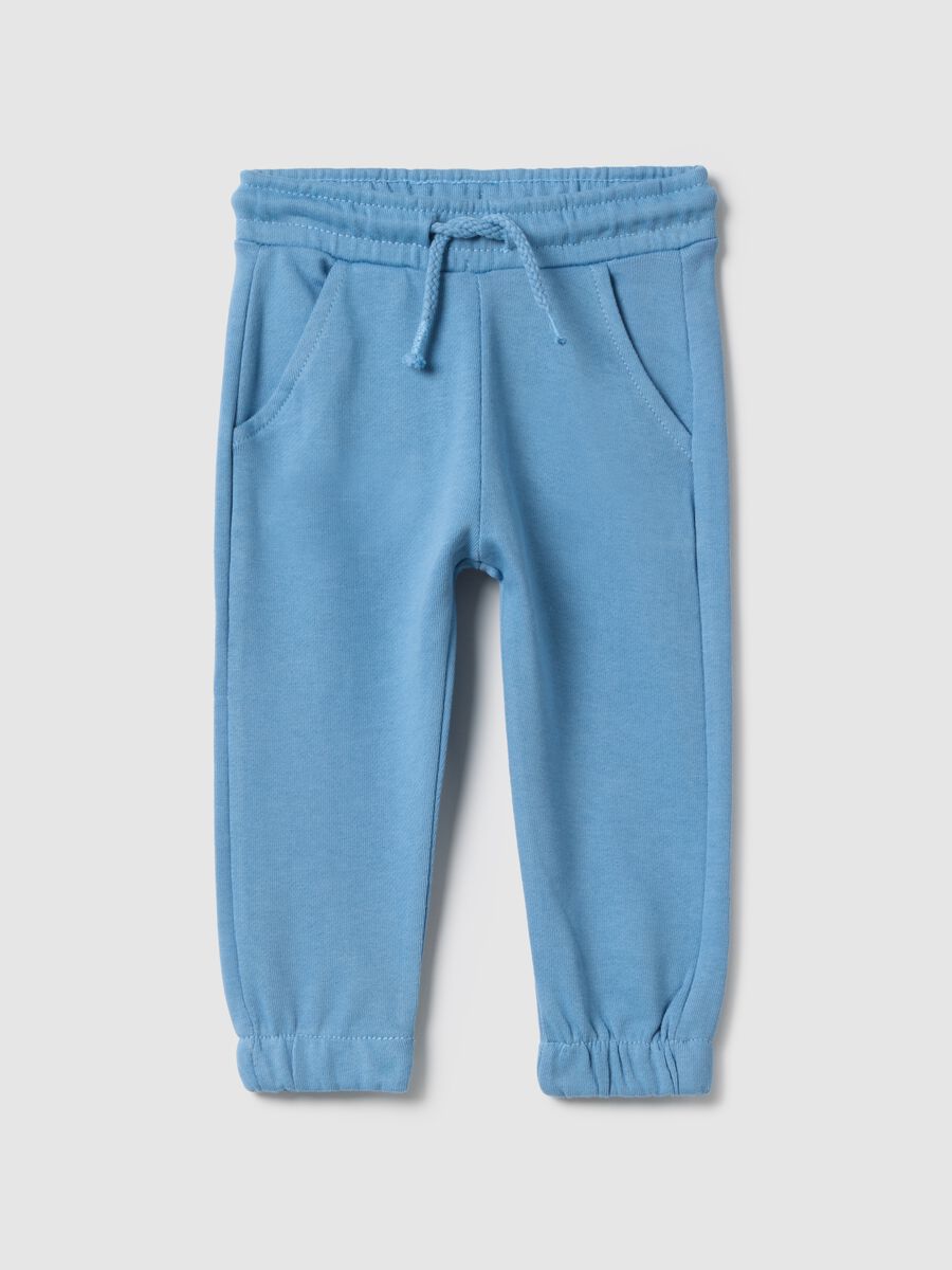 Toddler Regular Fit Jogger Trousers in Pure Cotton Light Blue_0