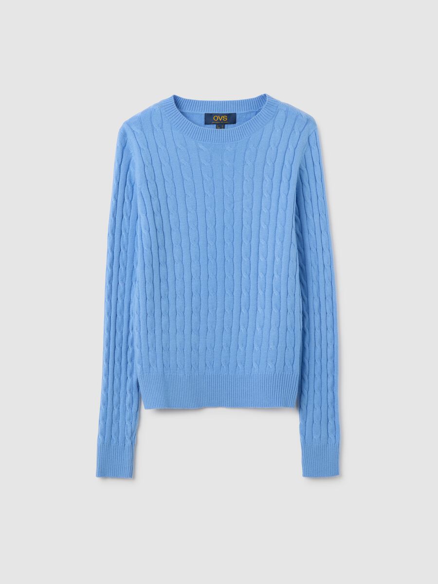 Pullover azzurro con collo rotondo_0