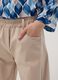 Beige wide-leg trousers in stretch cotton_3