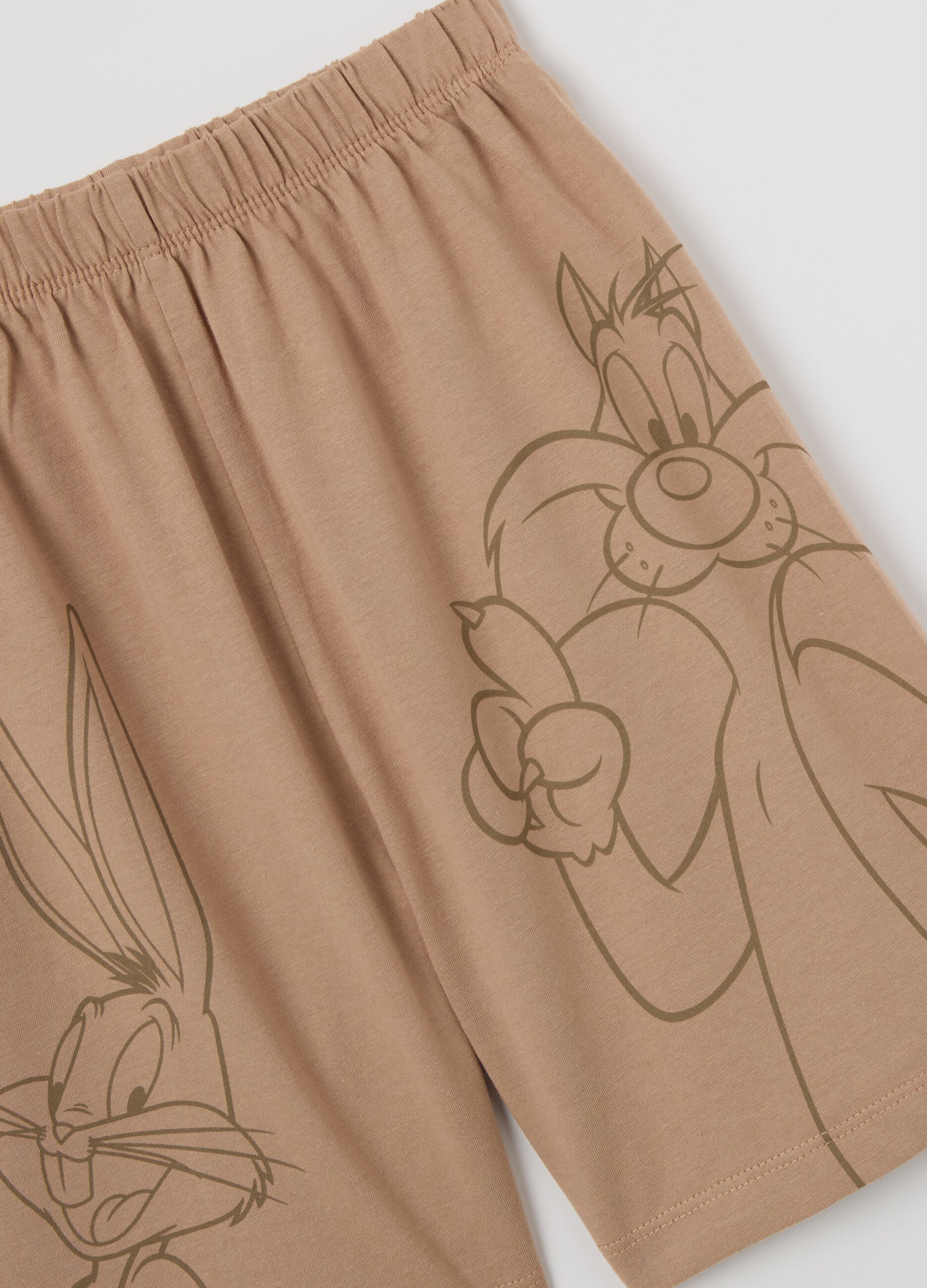 Beige pyjamas in cotton with Bugs Bunny and Taz print