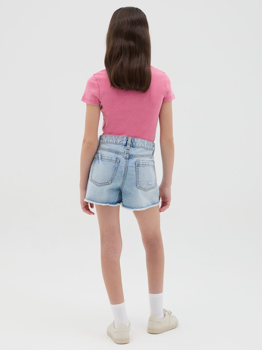Shorts denim cinque tasche con abrasioni_3