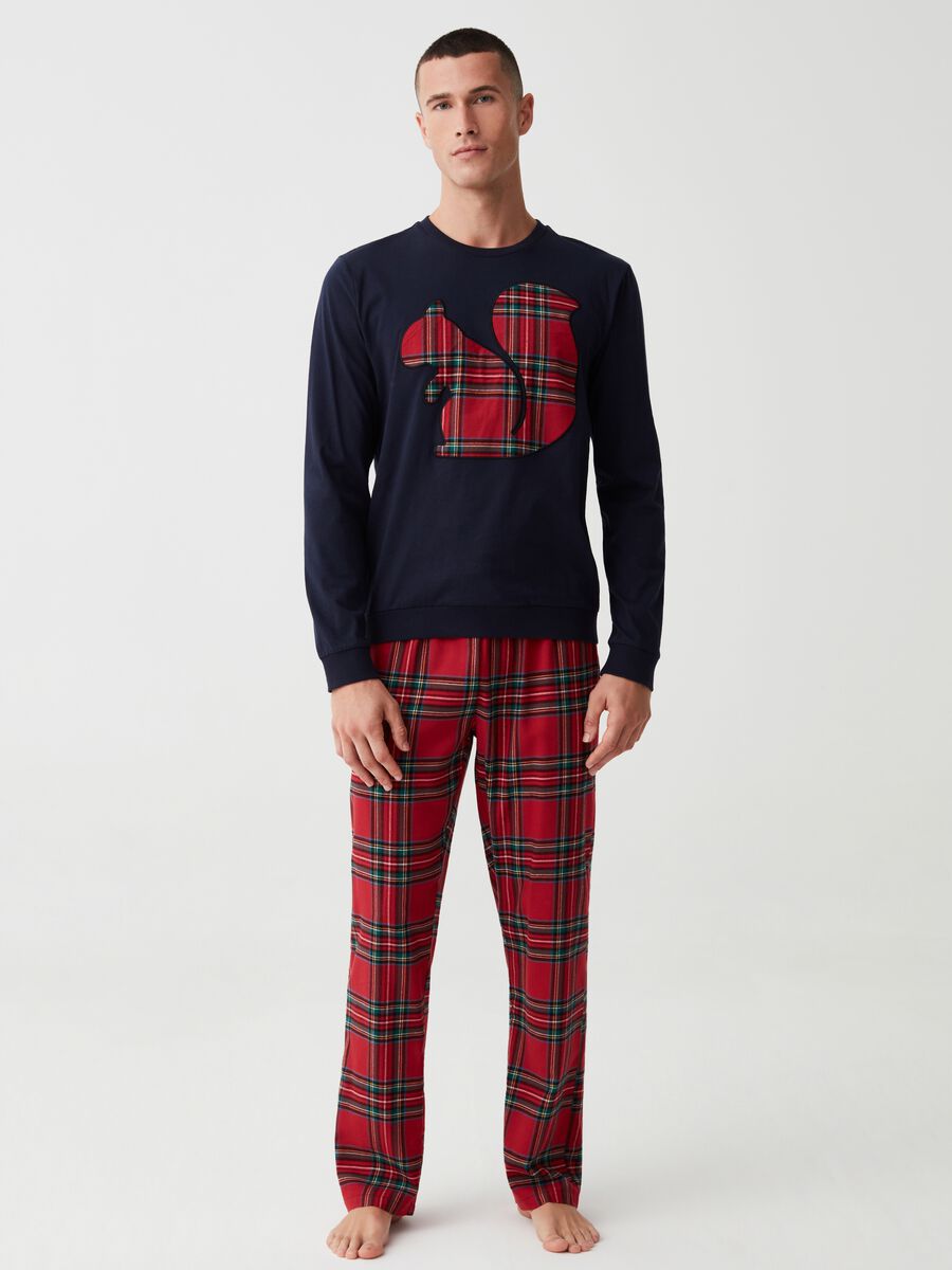 Pigiama lungo con patch tartan_0