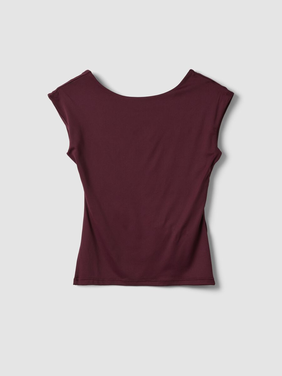 Top rosso in tessuto elasticizzato fitted_4