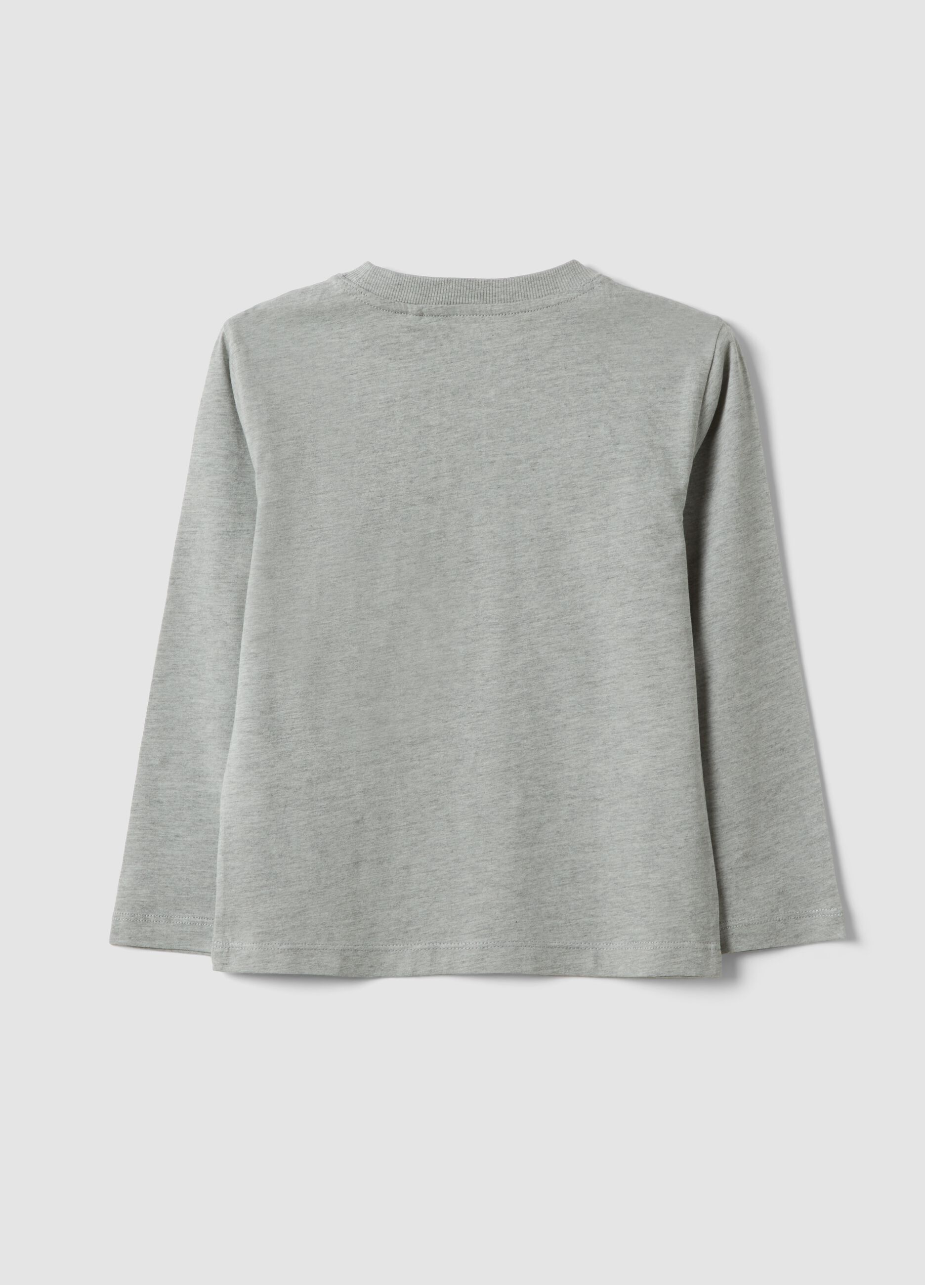 Grey cotton-viscose blend T-shirt with college print for boys