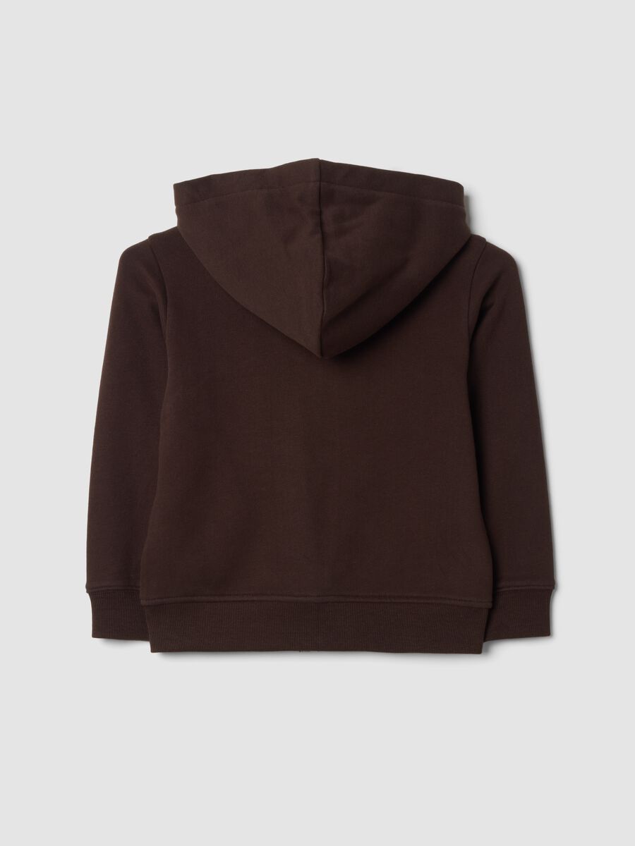 Felpa marrone con cappuccio in puro cotone organico regular fit_1