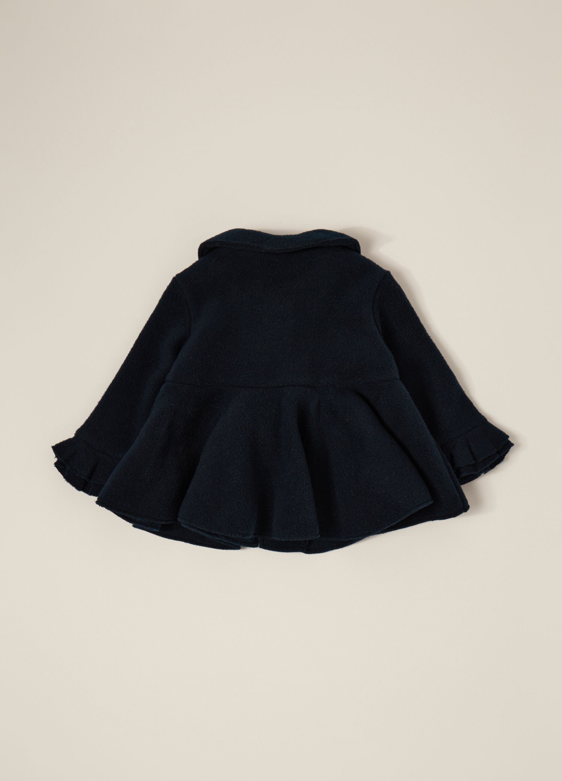 Blue coat in fleece and viscose mix