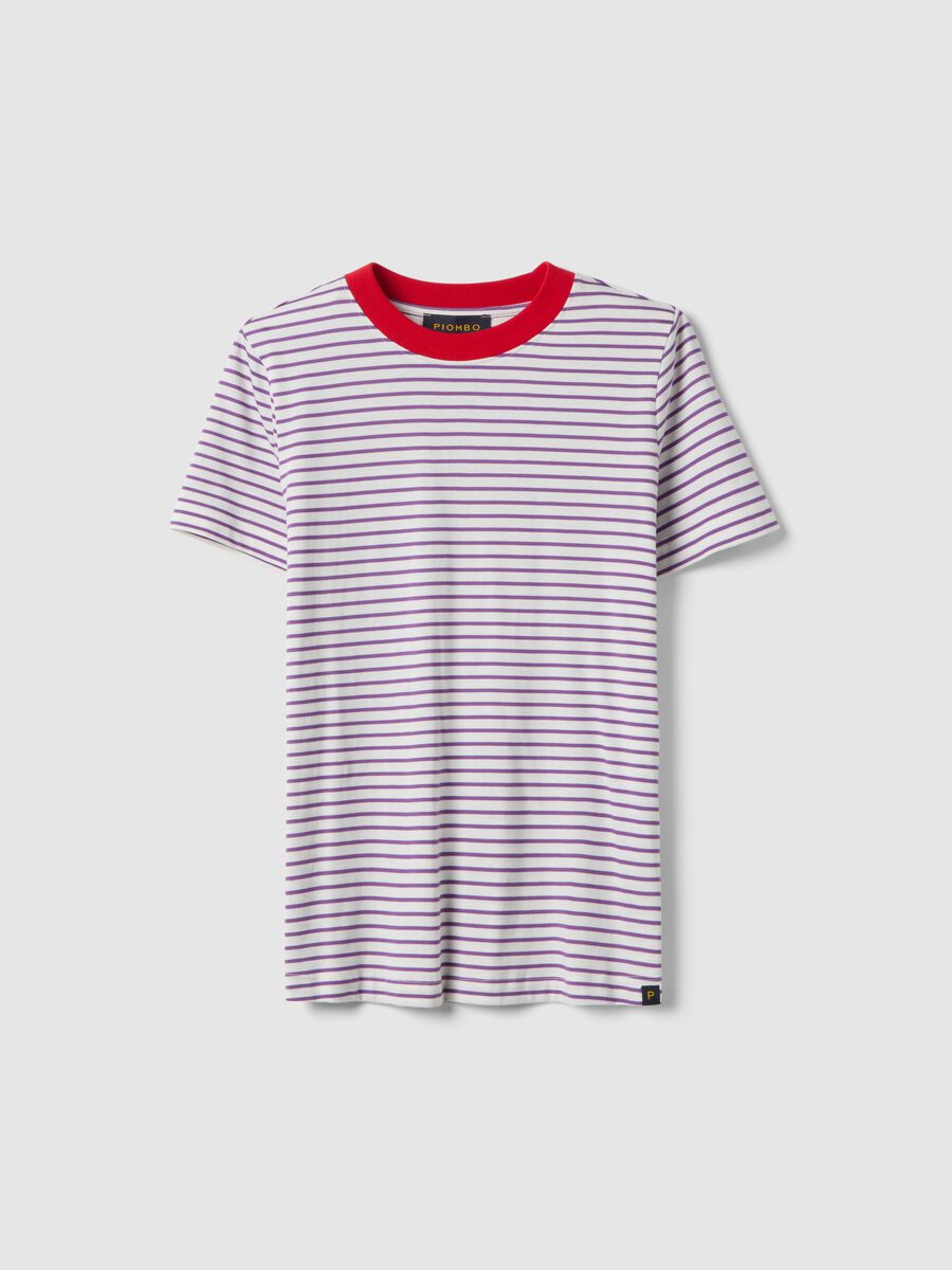 T-shirt verde a bianca in puro cotone regular fit_4