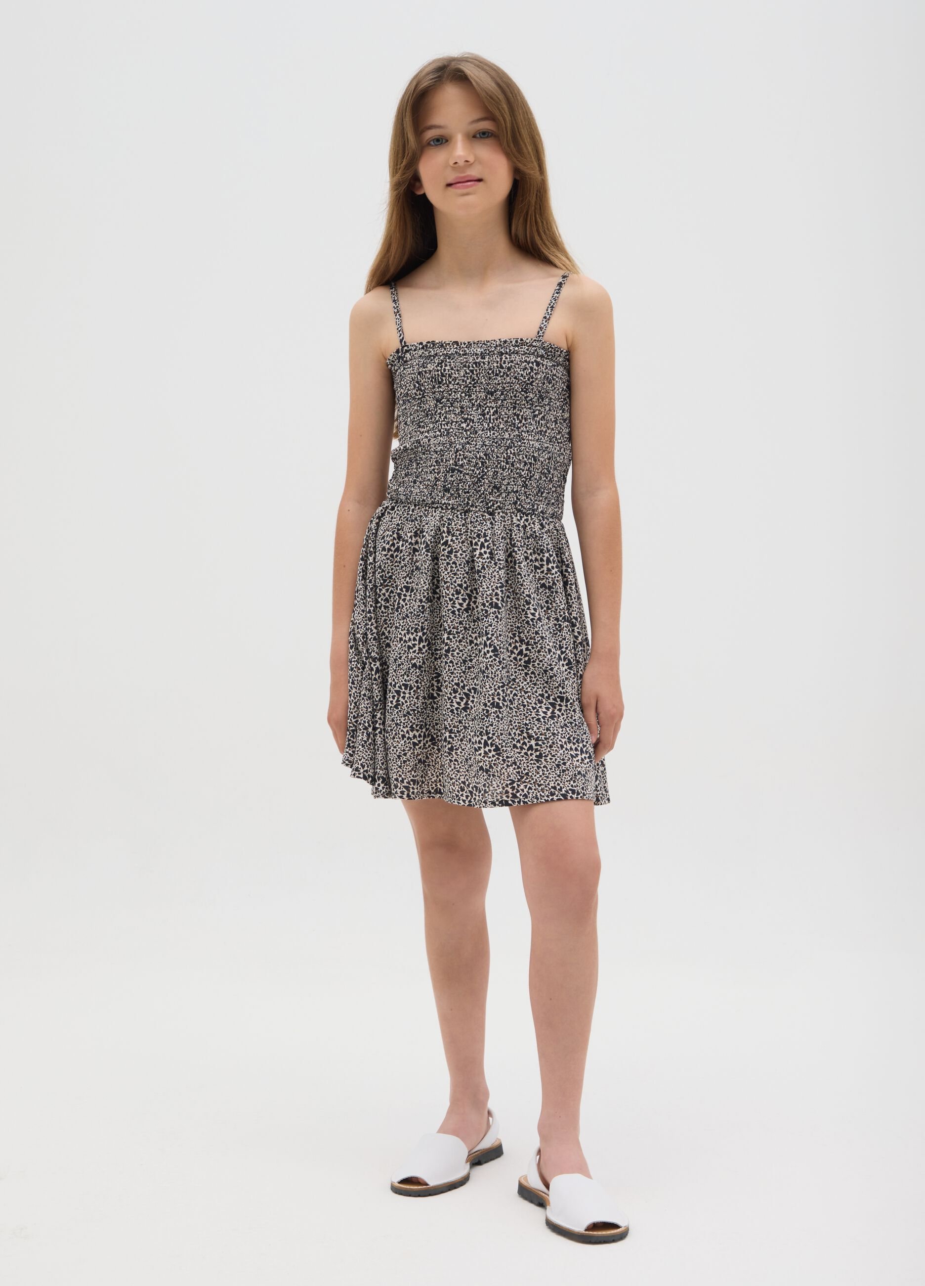 Abito da ragazza in puro viscosa multicolor fitted