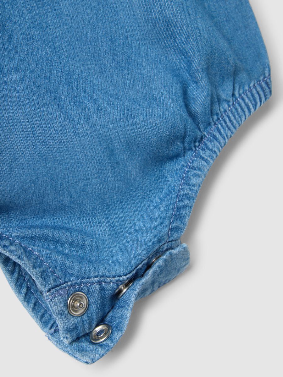 Regular fit pure cotton denim bodysuit for girls_3