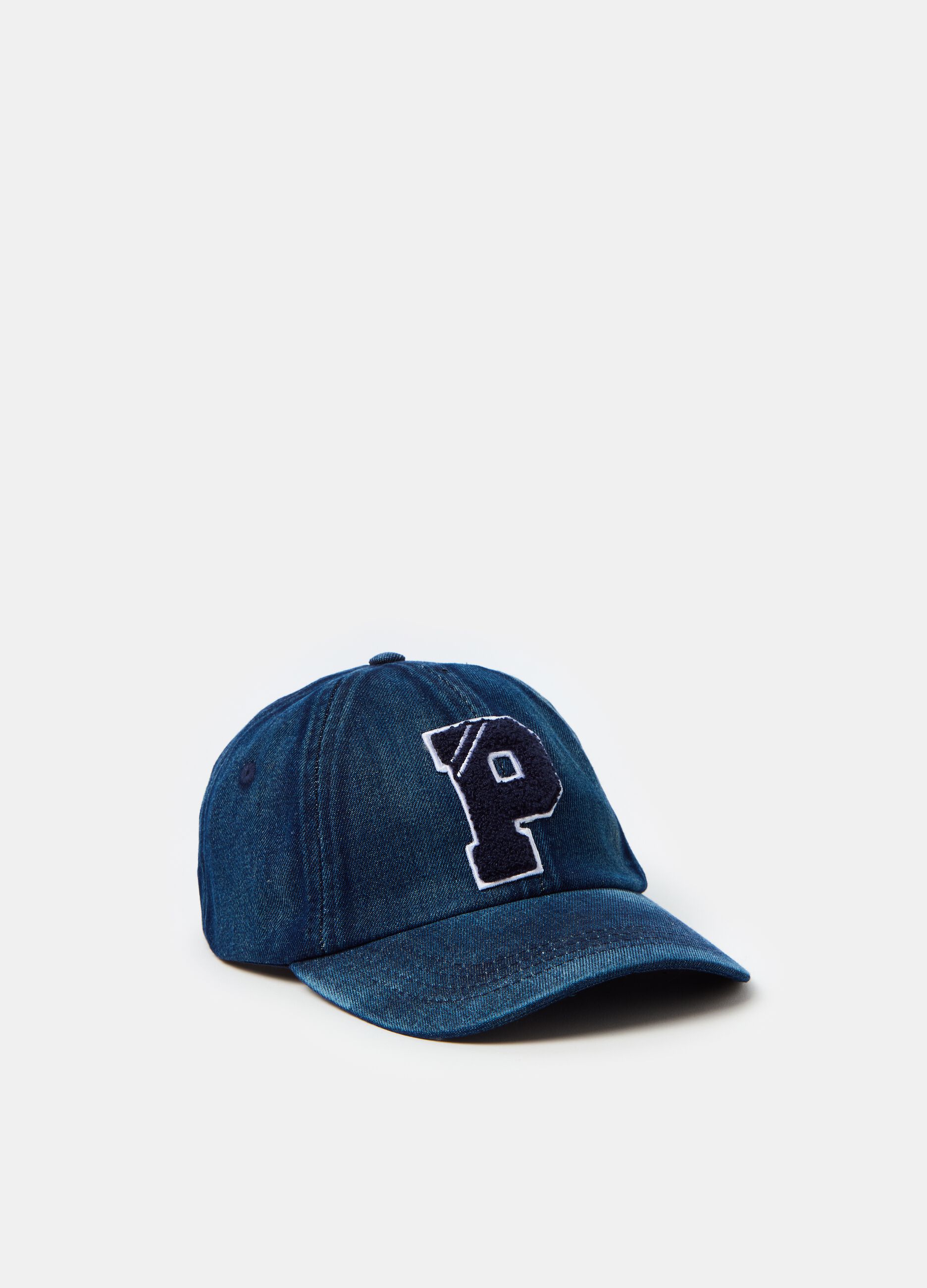 Berretto da baseball in denim con logo