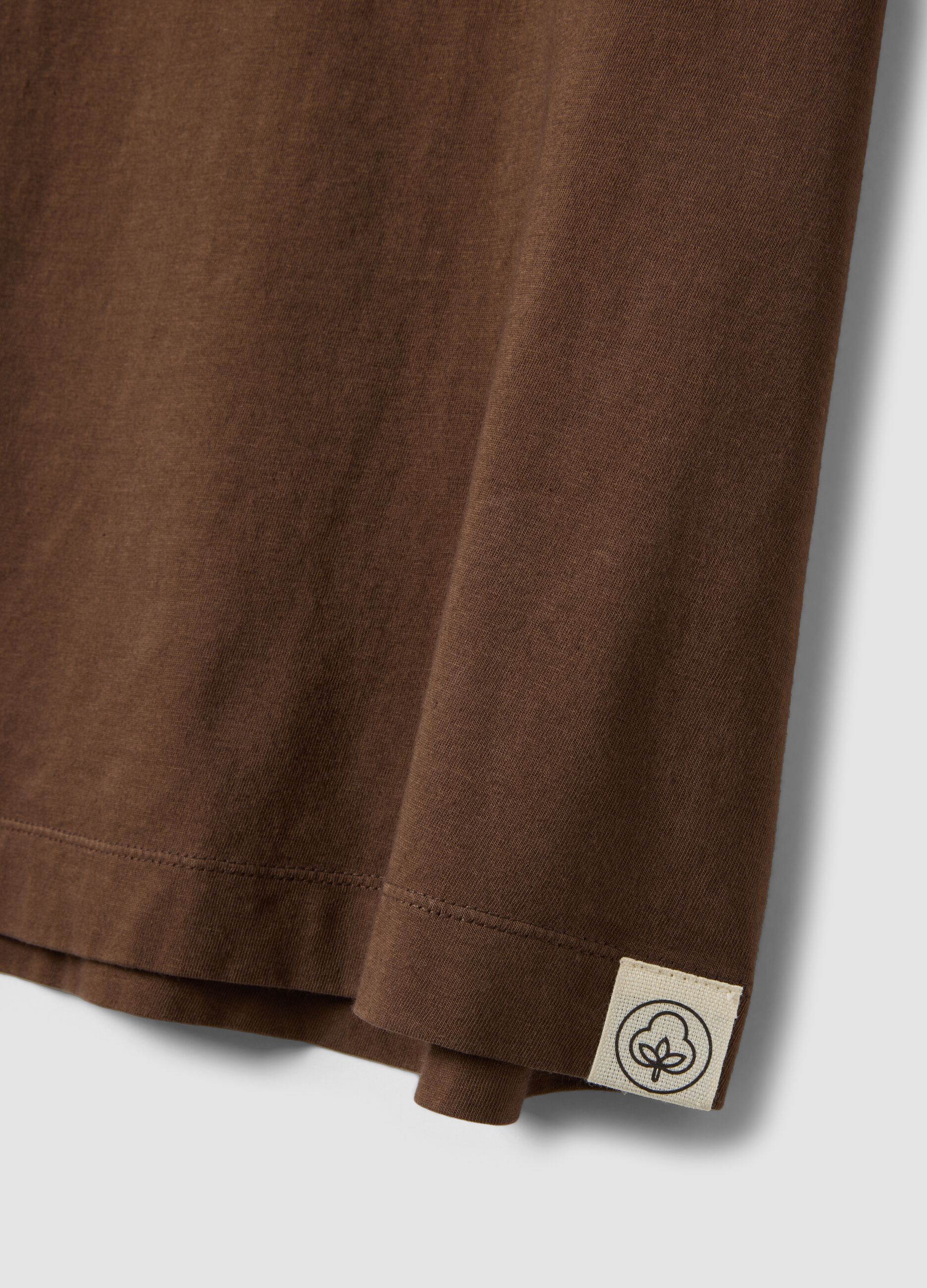 Brown short-sleeve pure cotton T-shirt, regular fit