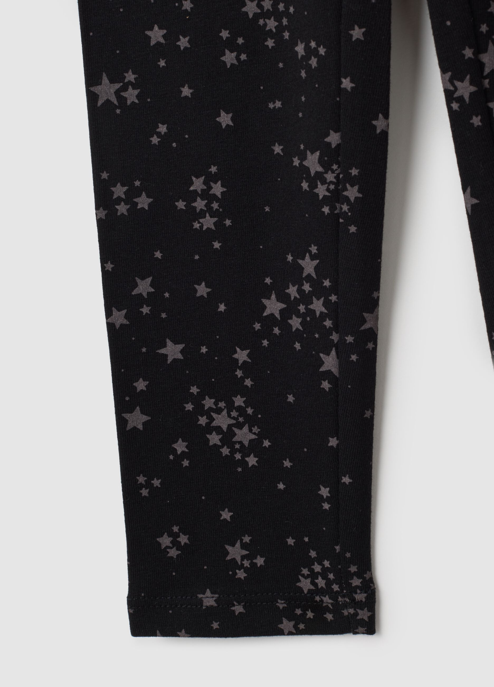 Leggings da bambina in cotone elasticizzato nero skinny