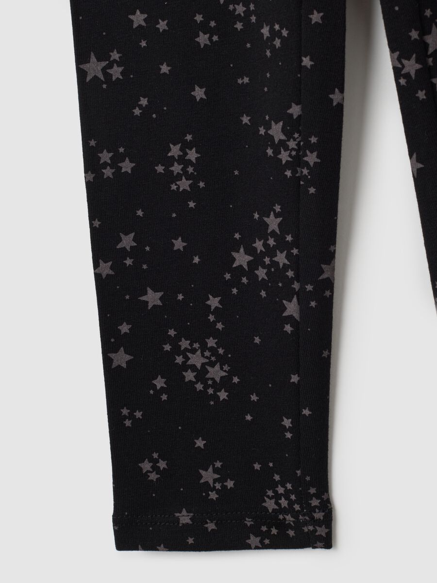 Leggings da bambina in cotone elasticizzato nero skinny_3