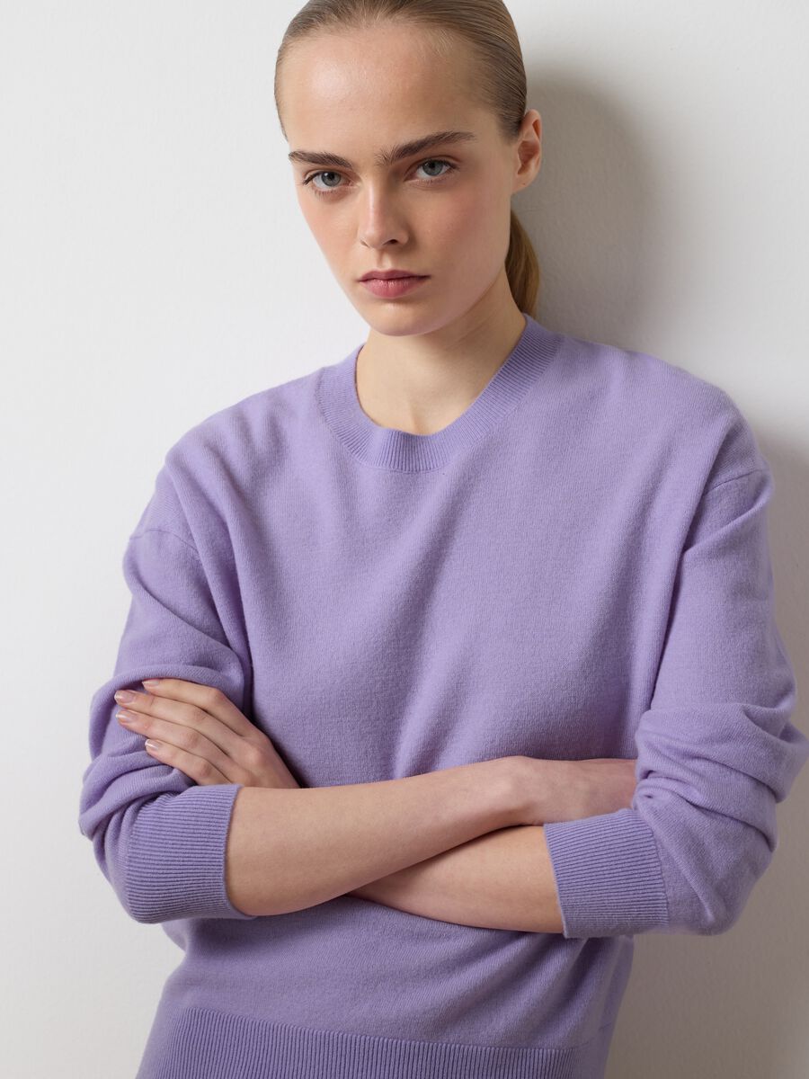 Purple Pure Wool Regular Fit Jumper_0