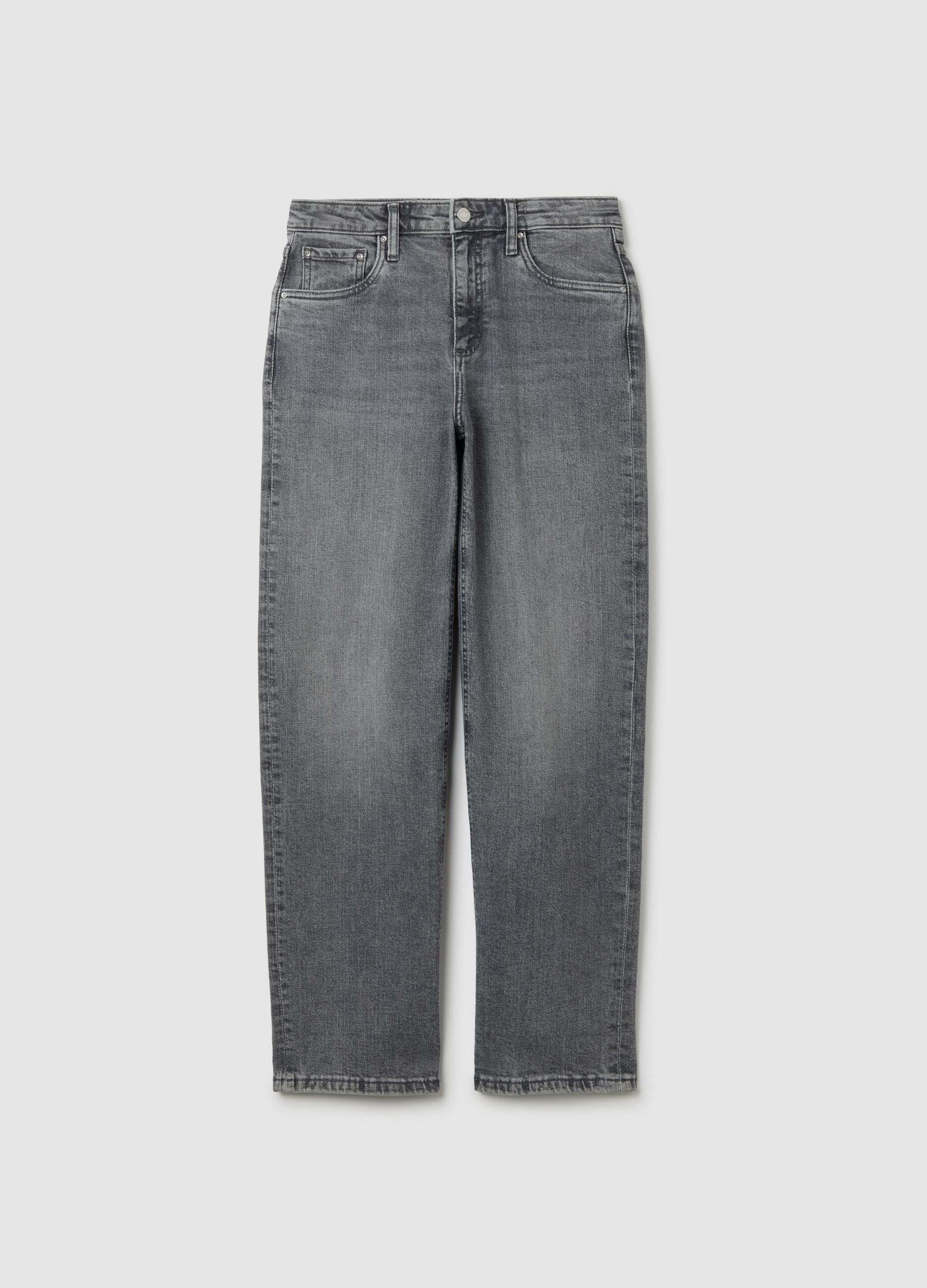 Grey Stretch Regular Waist Jeans