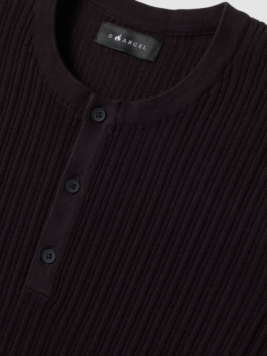 Black pure cotton ribbed waistcoat_5