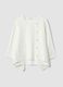 White stretch cotton button-up blouse, regular fit_4