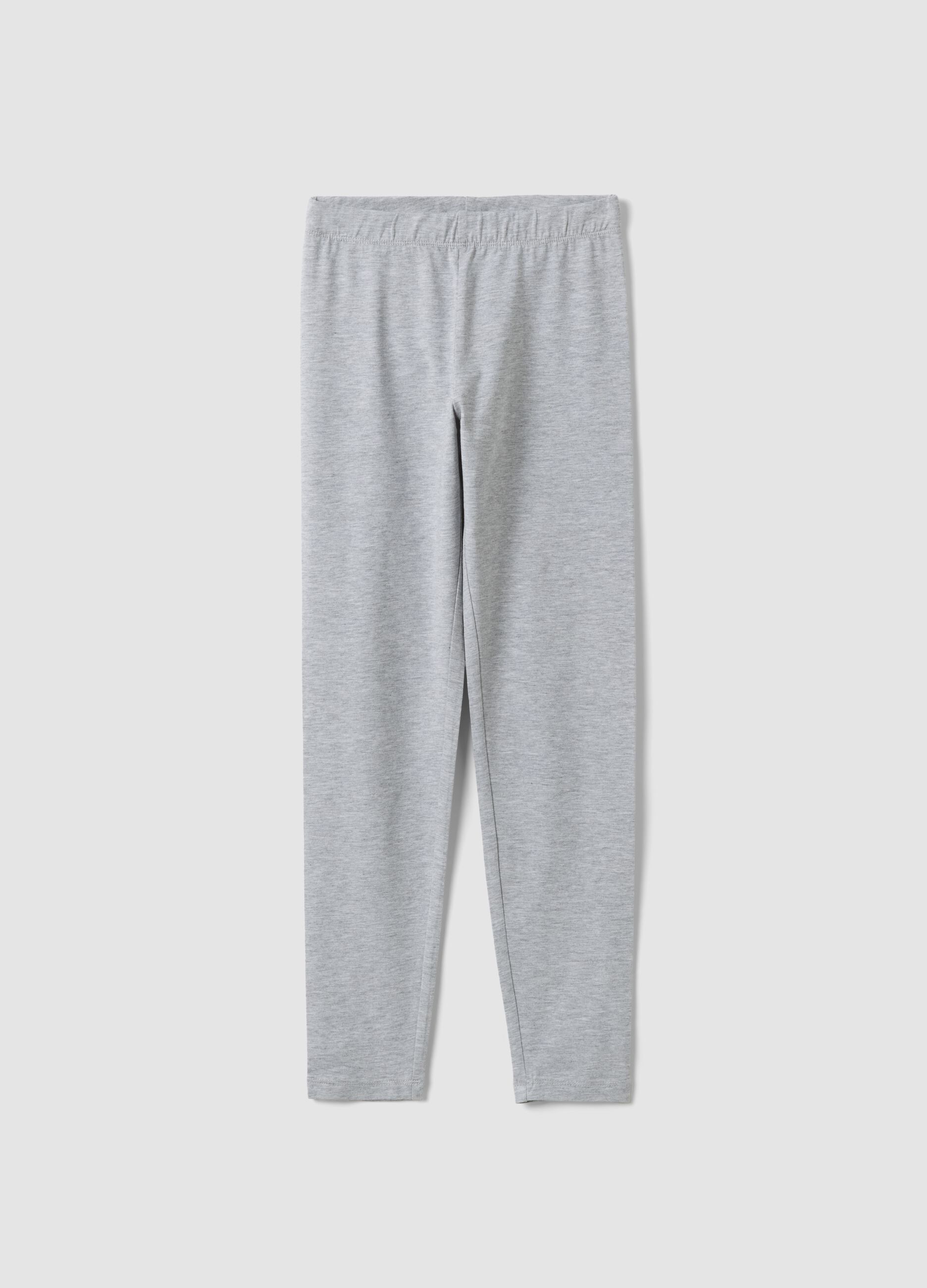 Girls&rsquo; grey skinny leggings in stretch organic cotton blend