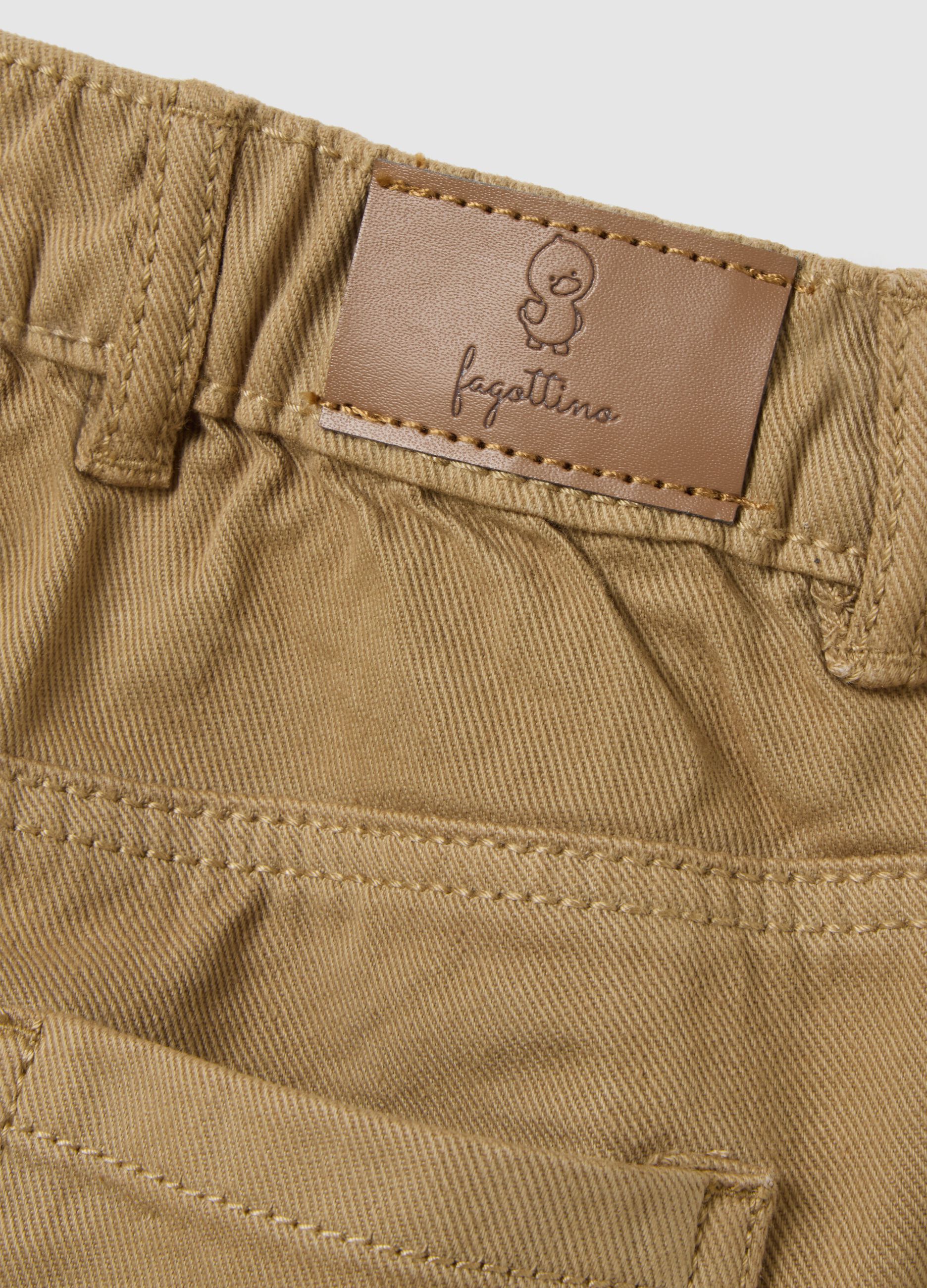 Child's beige cotton blend trousers regular fit