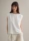 White Sleeveless Cotton-Blend Regular Fit T-shirt_2