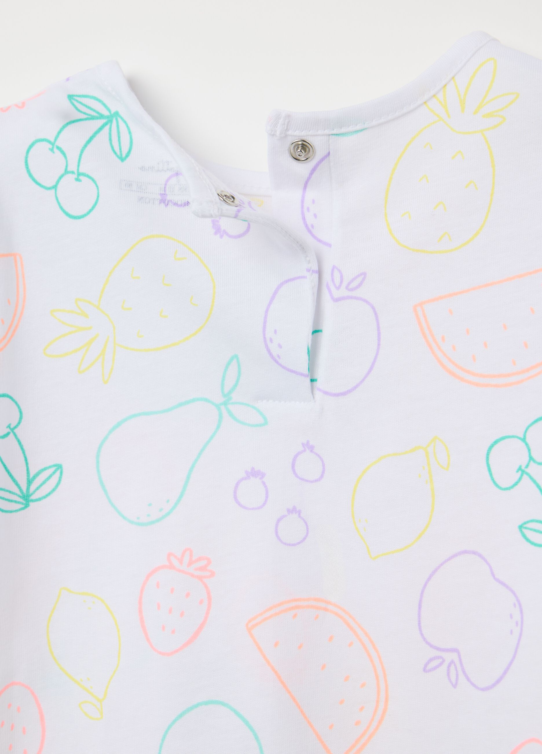 Short children's pyjamas in pure cotton with colourful fruit