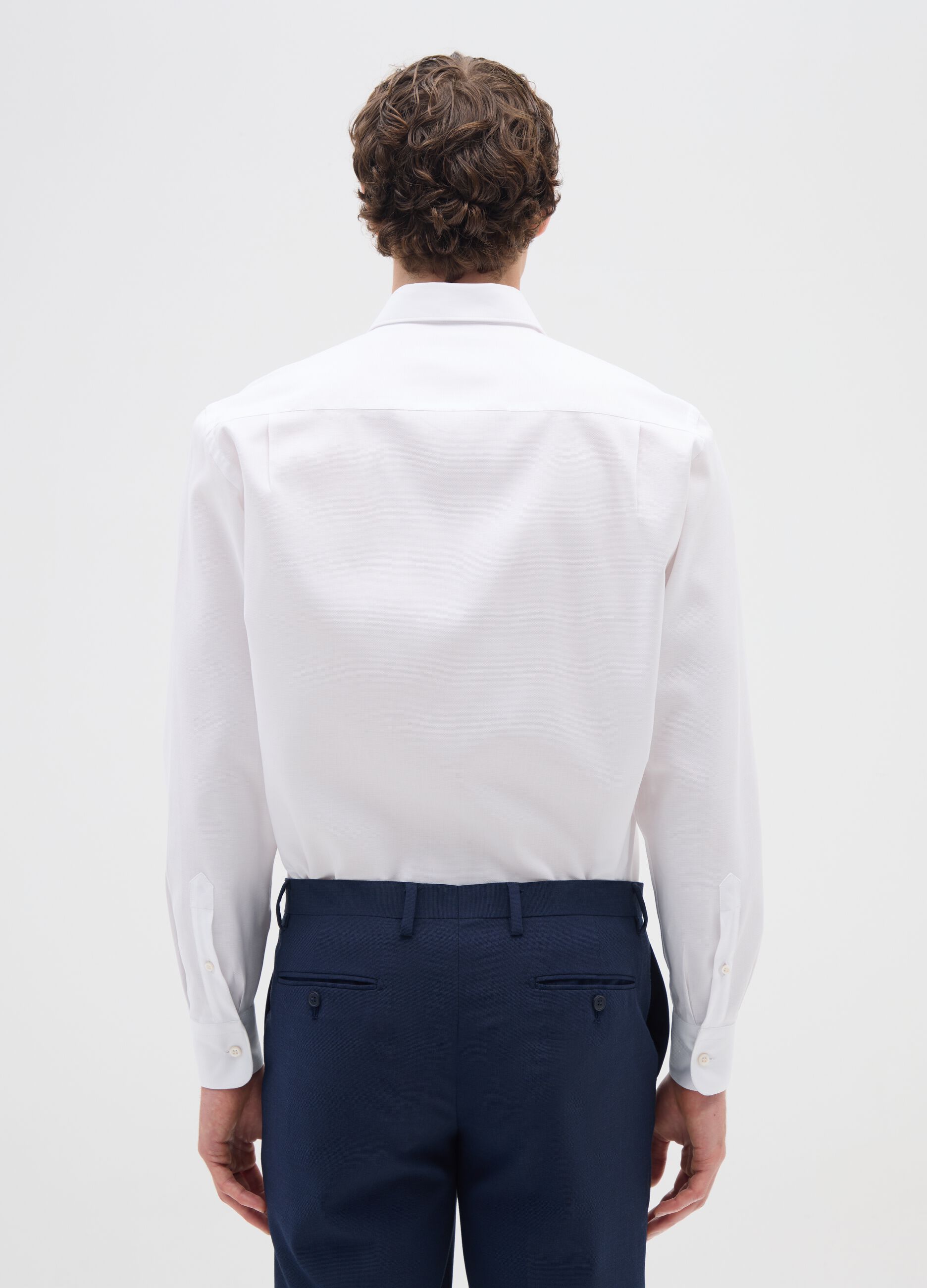 White Long-Sleeved Cotton Shirt