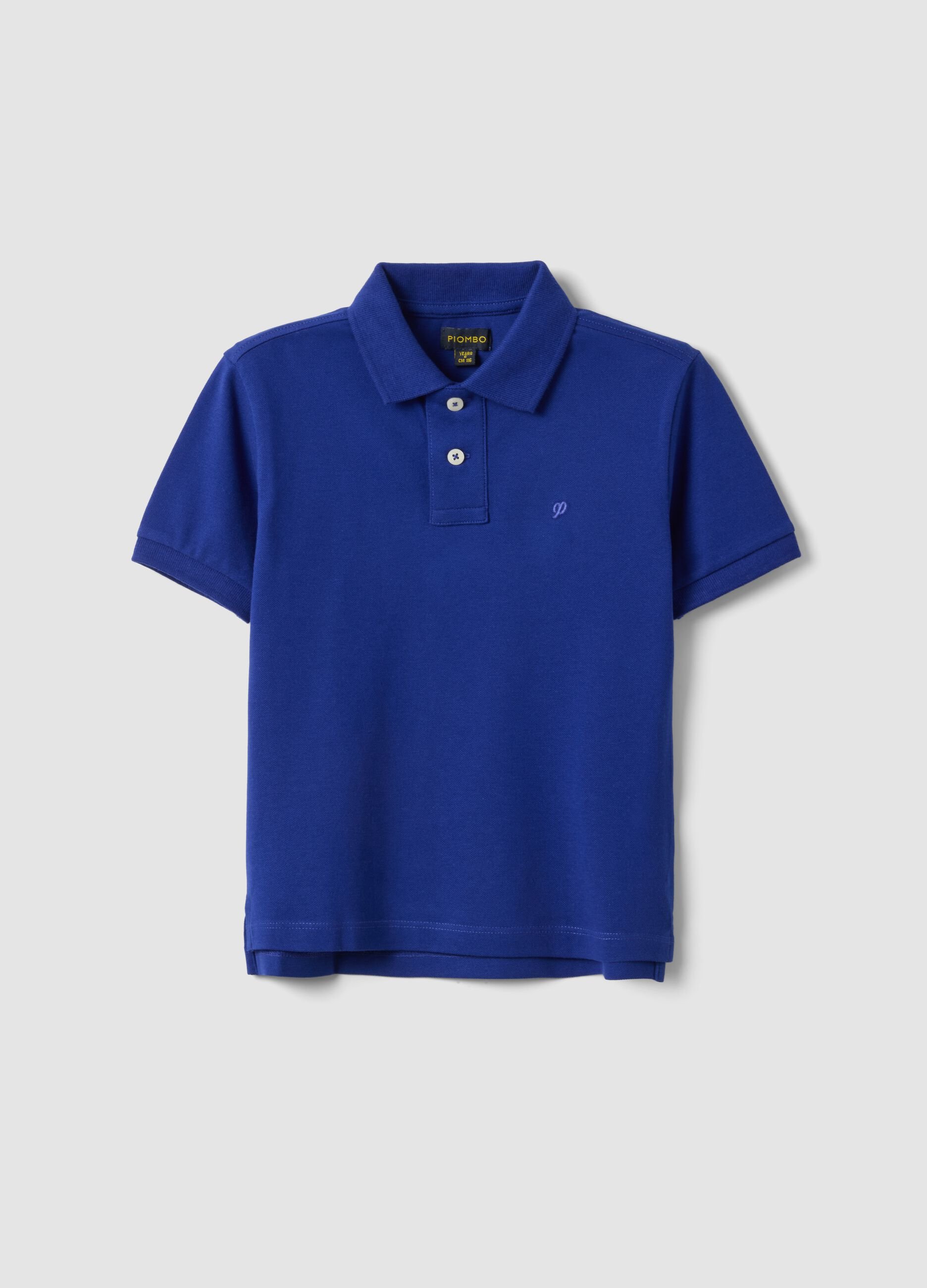 Polo in cotone elasticizzato blu da bambino regular fit