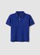 Polo in cotone elasticizzato blu da bambino regular fit_0
