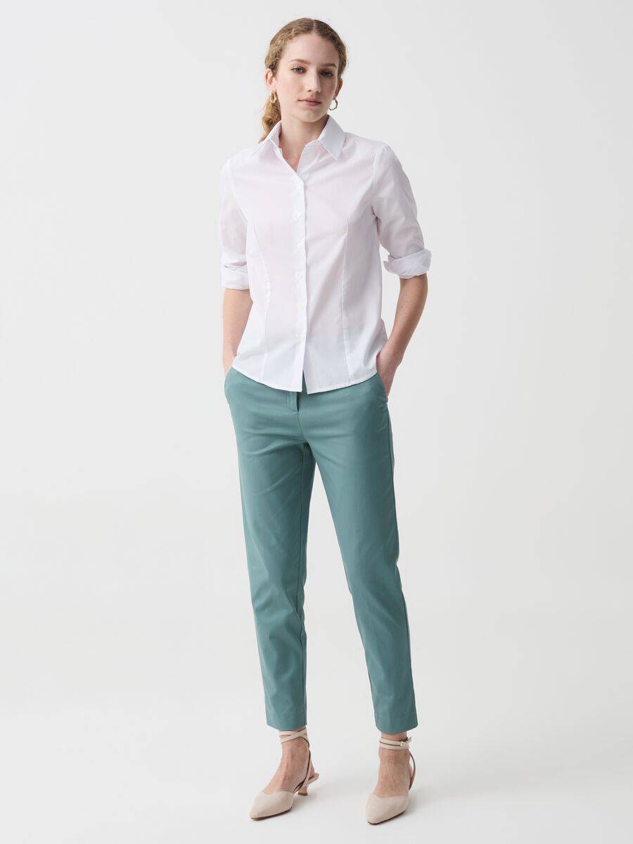 Pantalone a sigaretta in cotone stretch_0