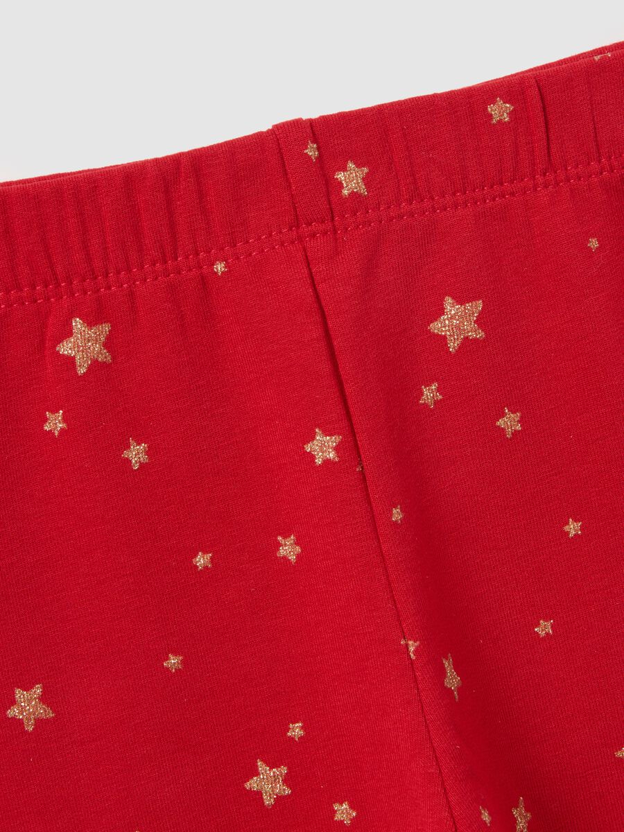 Leggings skinny rossi da bambina in cotone elasticizzato con stampe_2