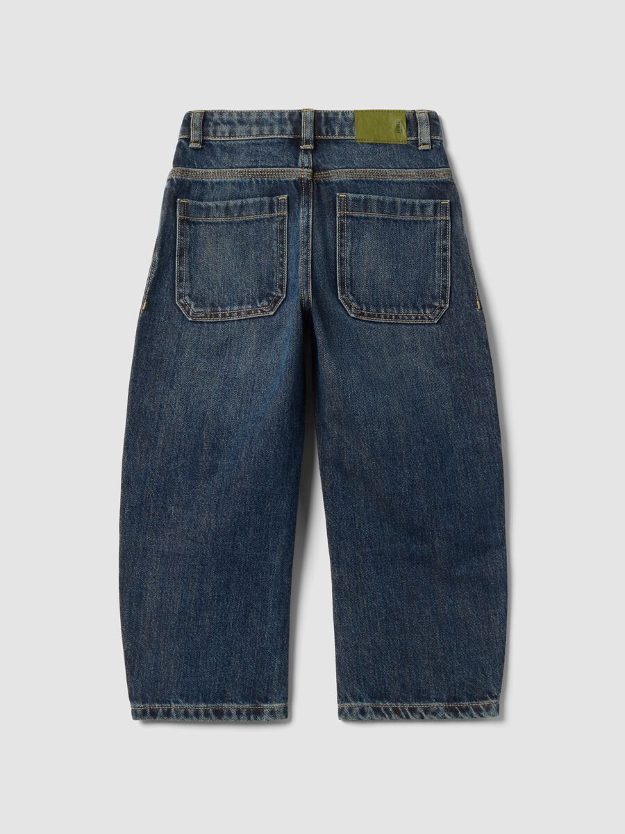 Blue relaxed-fit pure cotton jeans for boys_1