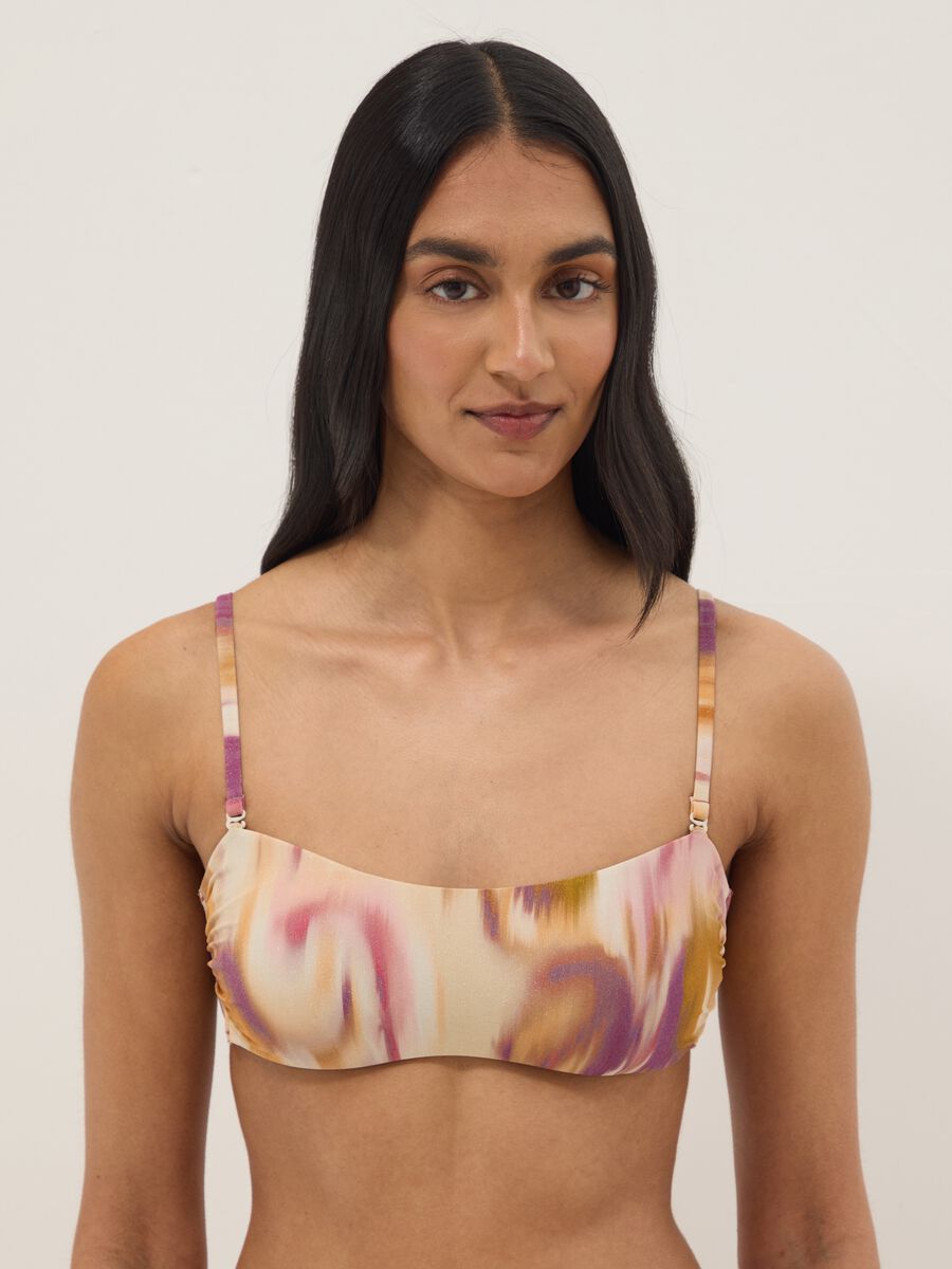 Multicolour stretch bandeau bikini top_0