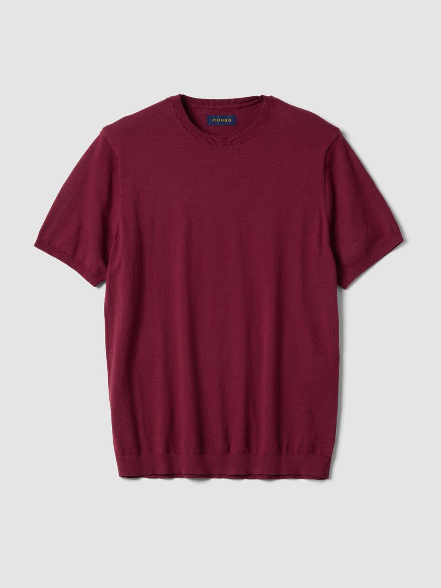 Short sleeve T-shirt in red cotton, linen and silk blend regular fit_0